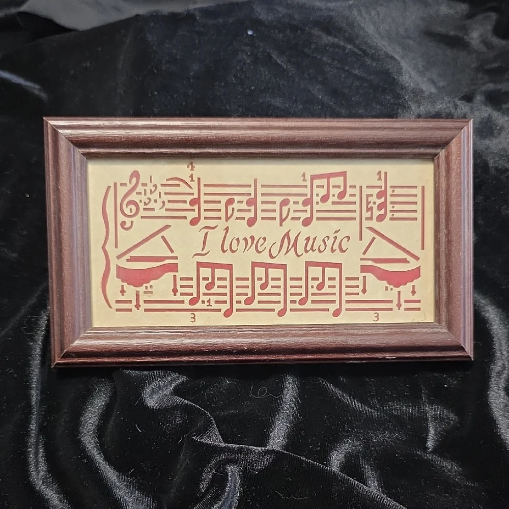 Designs with Scissors Regina Walters Scissor Cuts Framed Art, I Love Music, 1996